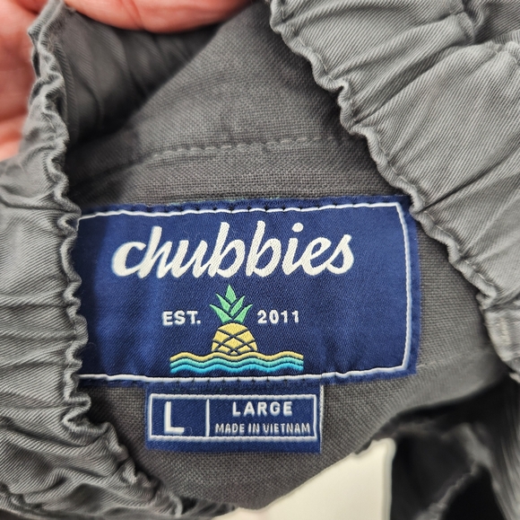 Chubbies Chino Shorts Elastic Waist Button Mens Size Large Gray 5" Inseam - Picture 3 of 4